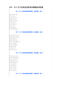 2021年6月大学英语四级考试真题参考答案(完整版)