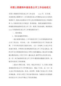 市国土资源局年度信息公开工作总结范文