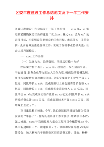 区委年度建设工作总结范文及下一年工作安排
