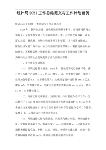 统计局2021工作总结范文与工作计划范例