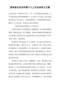 国美营业员试用期个人工作总结范文五篇