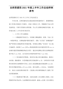 自然资源局2021年度上半年工作总结样例参考