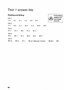 2020KET剑桥英语考试测试题-Test1AnswerKey