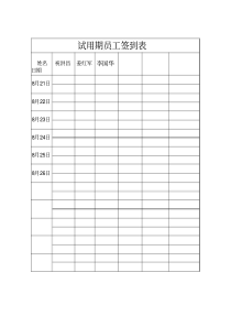 试用期员工签到表(范本)