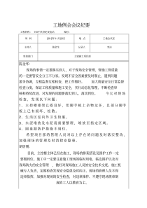 项目部安全例会会议纪要