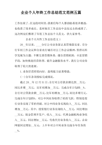 企业个人年终工作总结范文范例五篇