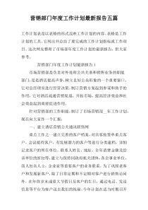 营销部门年度工作计划最新报告五篇