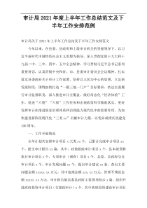 审计局2021年度上半年工作总结范文及下半年工作安排范例