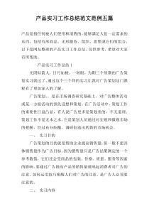 产品实习工作总结范文范例五篇
