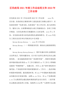 区民政局2021年度工作总结范文和2022年工作安排