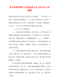 市水务局年度工作总结范文及2022年工作思路