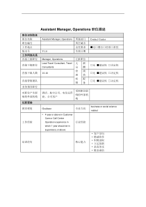 Assistant Manager, Operations岗位说明书