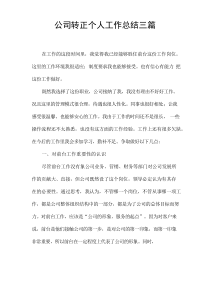公司转正个人工作总结三篇