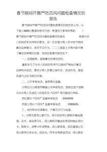 春节期间开展严防四风问题检查情况的报告