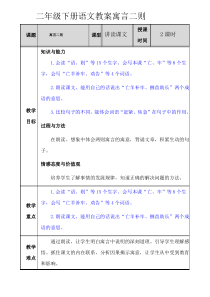 二年级下册语文教案寓言二则