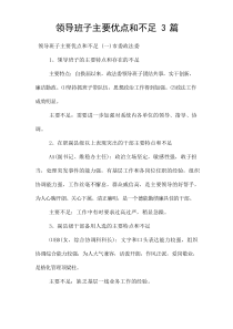 领导班子主要优点和不足3篇