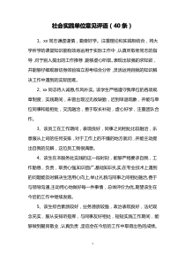 社会实践单位意见评语(40条)