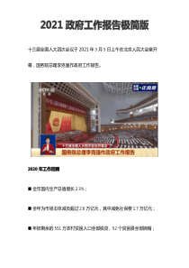 2021政府工作报告极简版