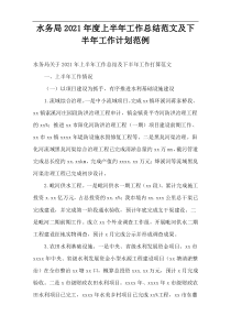 水务局2021年度上半年工作总结范文及下半年工作计划范例