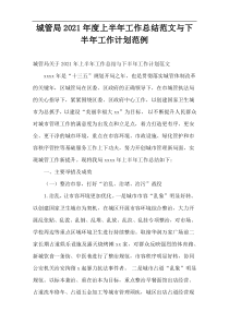 城管局2021年度上半年工作总结范文与下半年工作计划范例