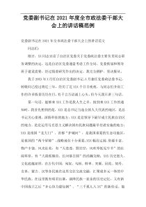 党委副书记在2021年度全市政法委干部大会上的讲话稿范例