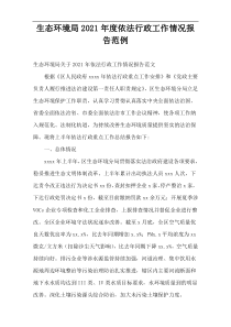 生态环境局2021年度依法行政工作情况报告范例
