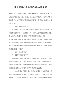 城市管理个人总结范例10篇最新