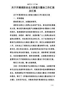 关于开展消防安全大排查大整治工作汇报及汇报