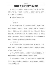 《2021党支部年度学习计划》