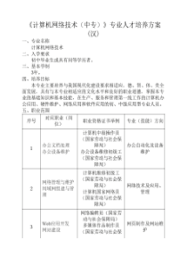 计算机网络技术专业(中专)人才培养方案(汉)