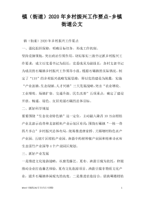 镇(街道)2021年乡村振兴工作要点范文(完整版)