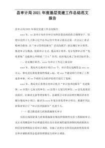 县审计局2021年度基层党建工作总结范文报告