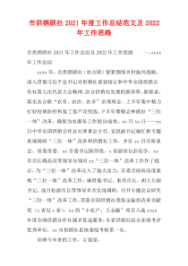 市供销联社2021年度工作总结范文及2022年工作思路