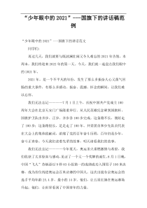 “少年眼中的2021”国旗下的讲话稿范例