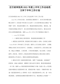 区行政审批局2021年度上半年工作总结范文和下半年工作计划