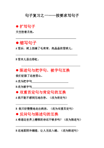 六年级语文复习句子训练