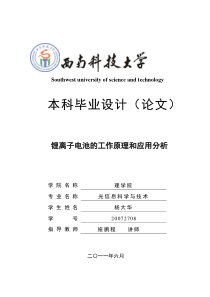 锂电池的工作原理和应用分析(定稿)