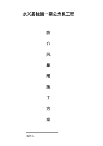 防台风防暴雨防汛抢险应急专项预案