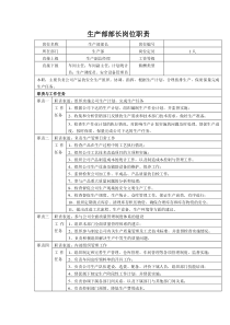 中小企业生产部部长岗位职责