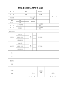 事业单位岗位聘用审核表