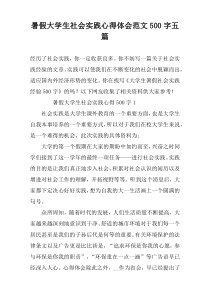 暑假大学生社会实践心得体会范文500字五篇