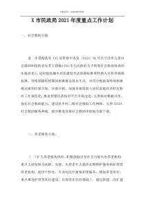 X市民政局2021年度重点工作计划