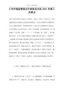 X市市场监管综合行政执法支队2021年度工作要点