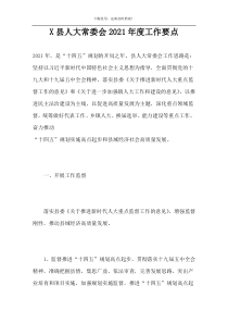 X县人大常委会2021年度工作要点