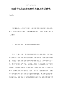 纪委书记在区委巡察动员会上的讲话稿