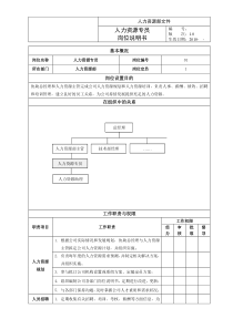 人力资源管理专员岗位说明书1
