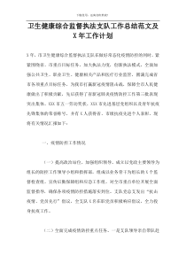 卫生健康综合监督执法支队工作总结范文及X年工作计划