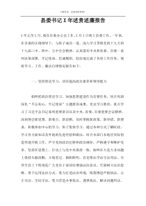 县委书记X年述责述廉报告