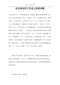 在全县农村工作会上的讲话稿