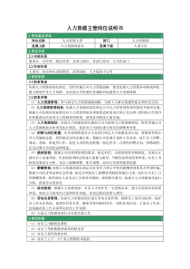 人力资源部--人力资源主管岗位说明书